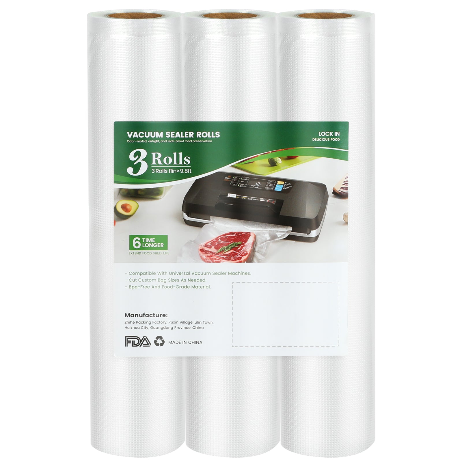 3Pack 11" x 10' Vacuum Sealer Bags Rolls