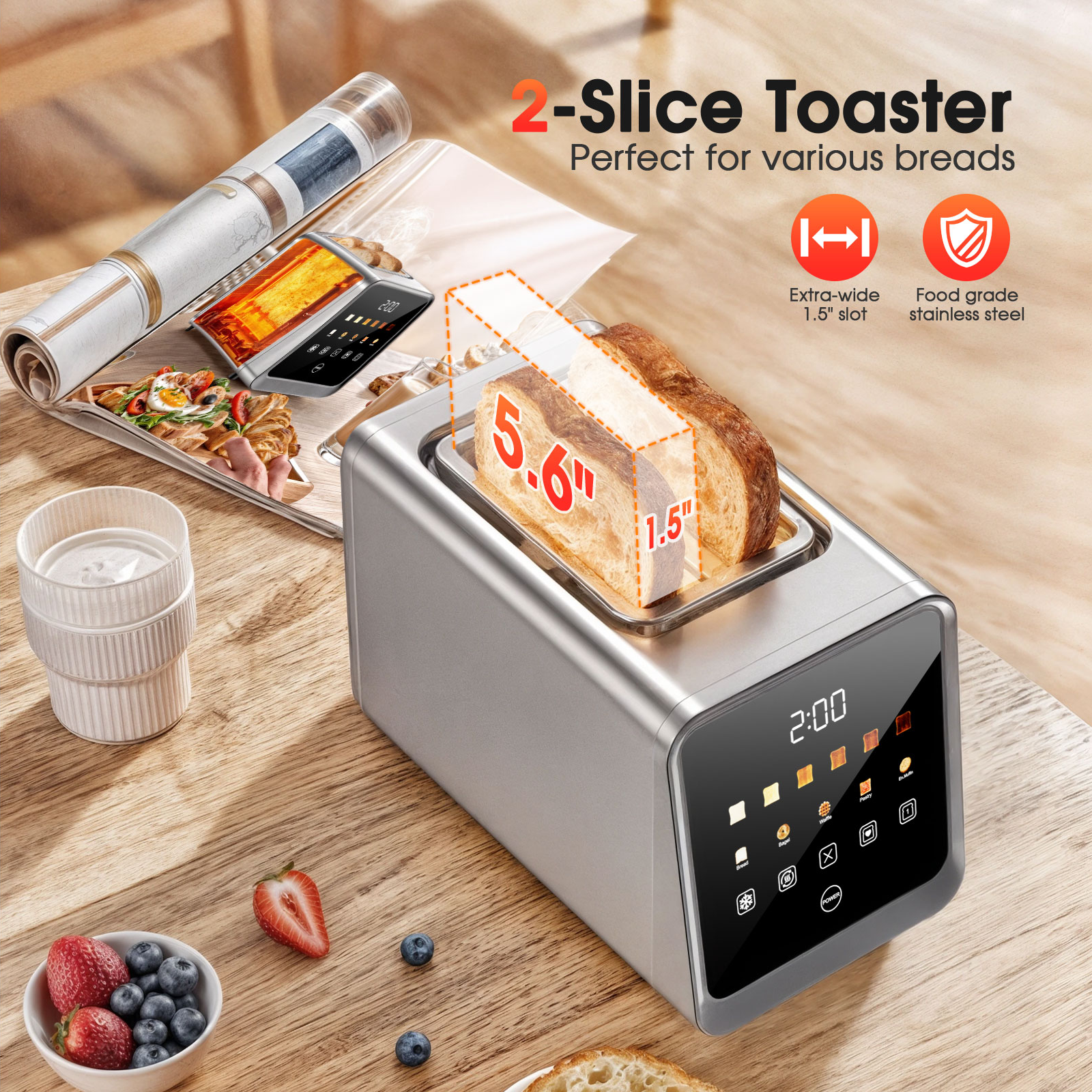 TA1428E-UL Smart Toaster 2 Slice Wide Slot