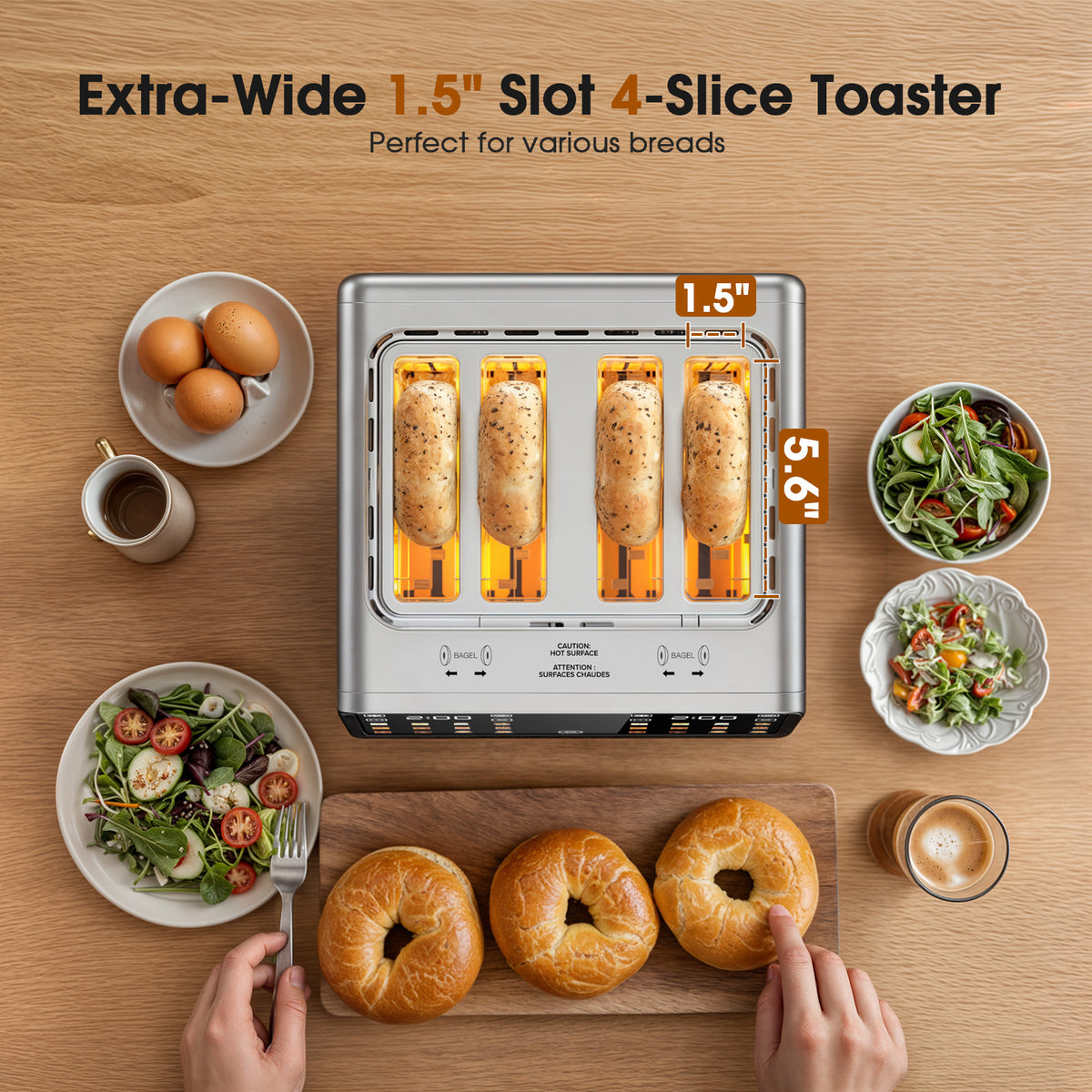 TAC1001-UL Smart Toaster 4 Slice Wide Slot