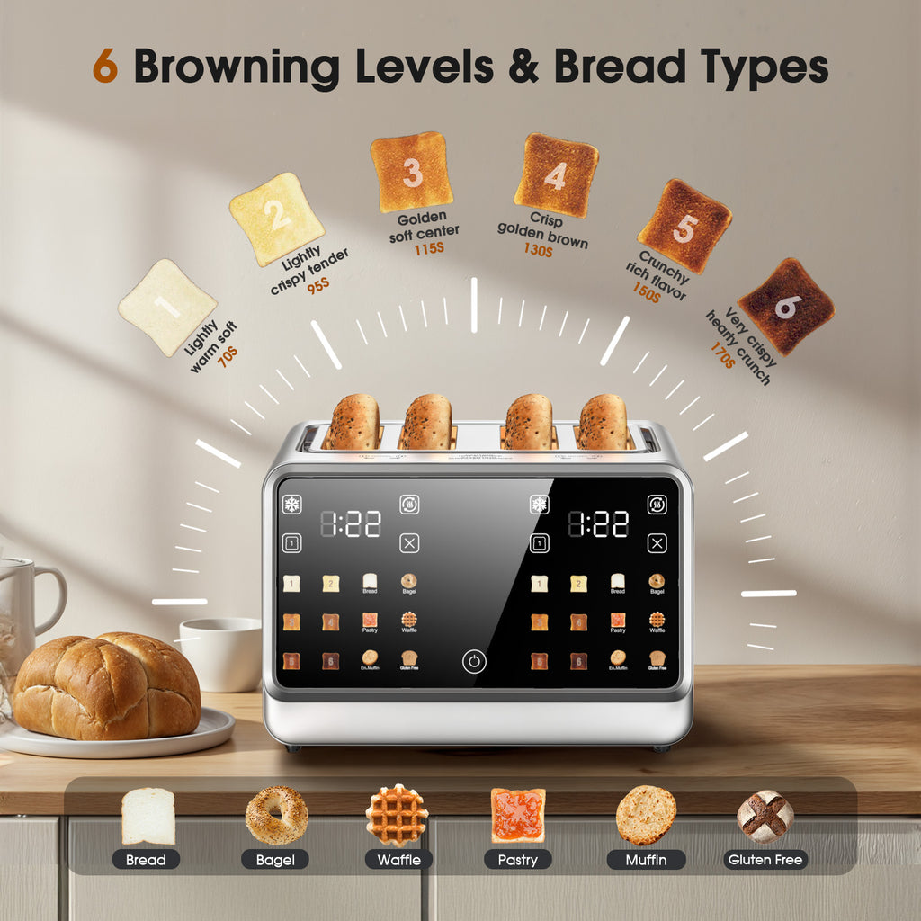 TAC1001-UL Smart Toaster 4 Slice Wide Slot
